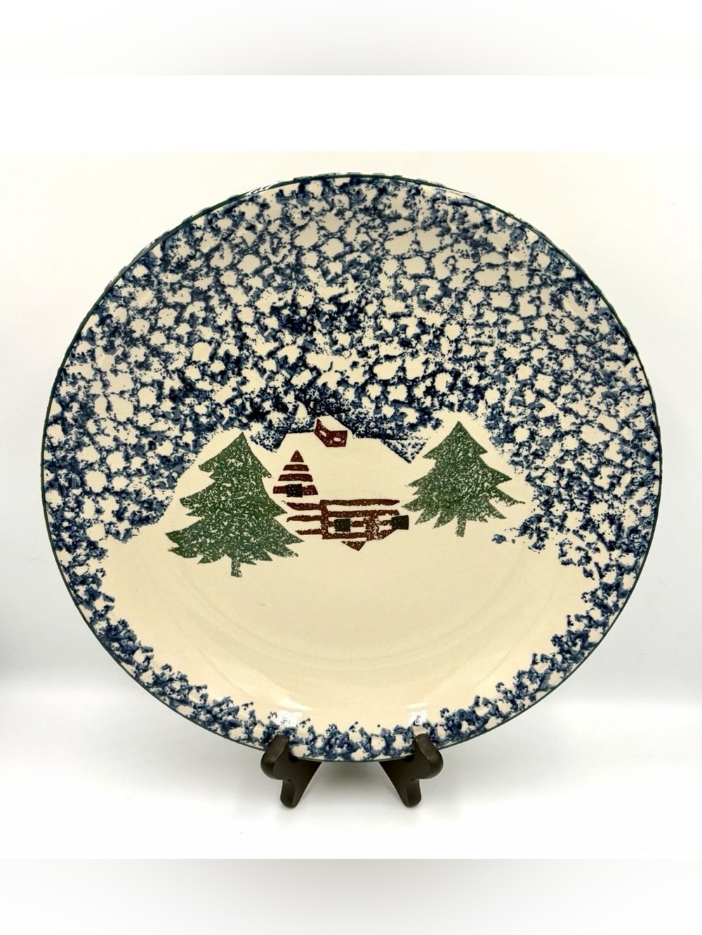 Tienshan Folk Craft Chop Plate Serving Platter Cabin In The Snow Christmas 12"